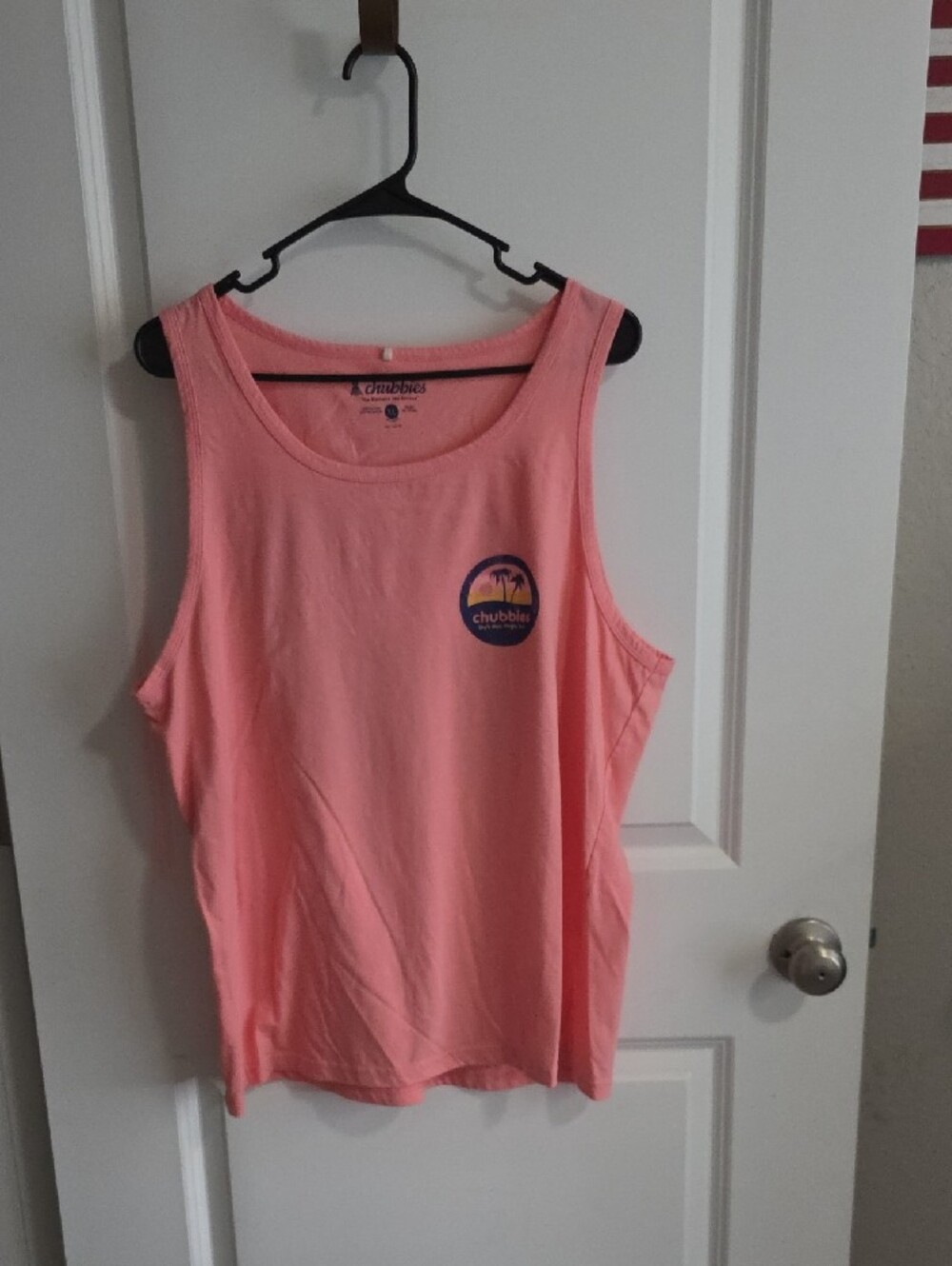 chubbies Coral Pink Logo Tank Top